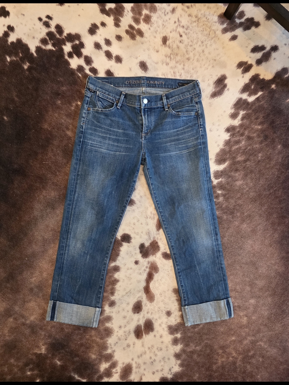 Citizens of Humanity Dani Jeans Size 28 Cropped Straight Leg Cuffed Medium Wash